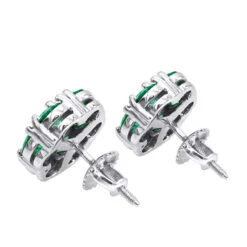 14K White Gold Cluster Emerald Stud Earrings 4ct 11 14K White Gold Cluster Emerald Stud Earrings 4ct -Invicta Jewelry Store 14k gold cluster emerald stud earrings 400ct p 5963 backwh
