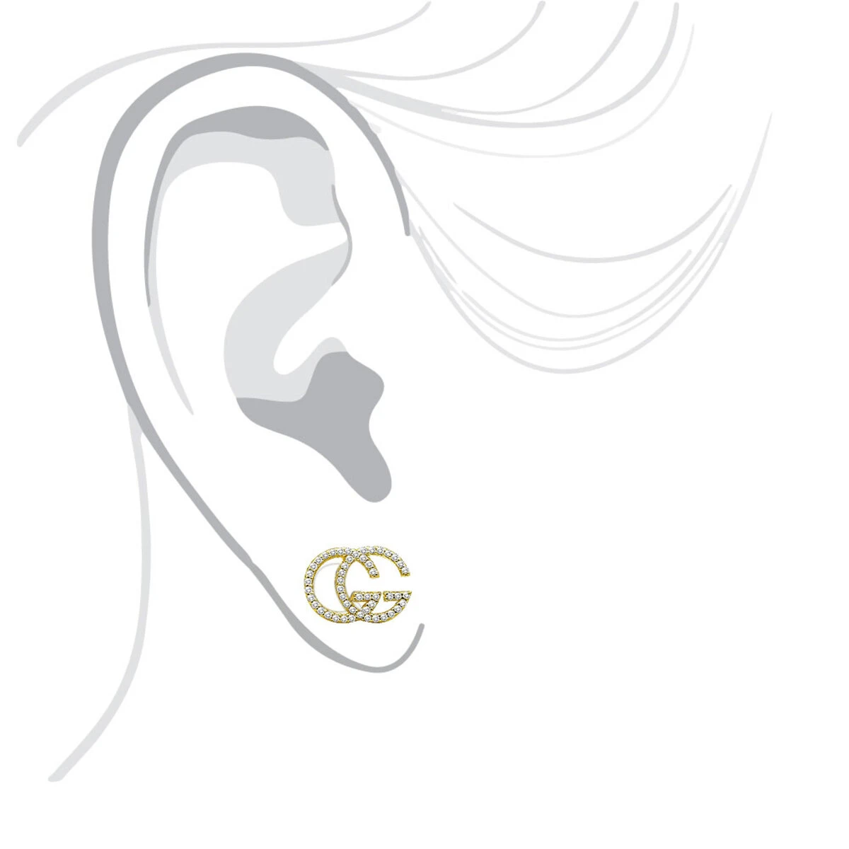 14K Yellow Gold Custom Made Diamond Earrings 0.55ct G Initials Letters Studs 6 14K Yellow Gold Custom Made Diamond Earrings 0.55ct G Initials Letters Studs - Image 4