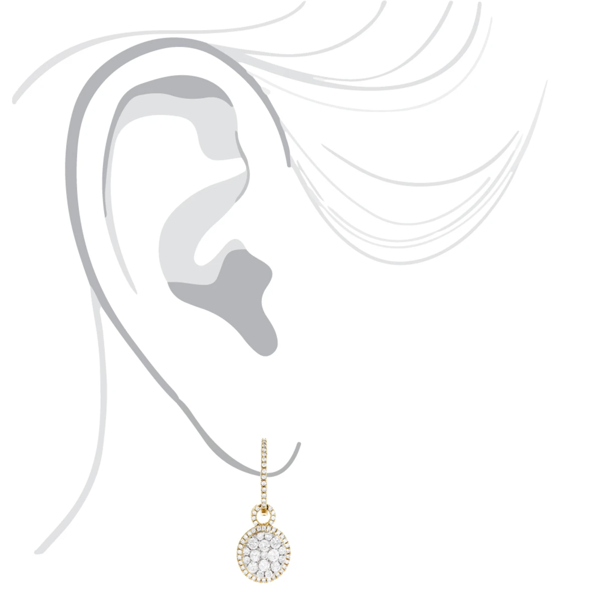 14K Yellow Gold Designer Diamond Earrings 2.04ct Clusters 7 14K Yellow Gold Designer Diamond Earrings 2.04ct Clusters - Image 5