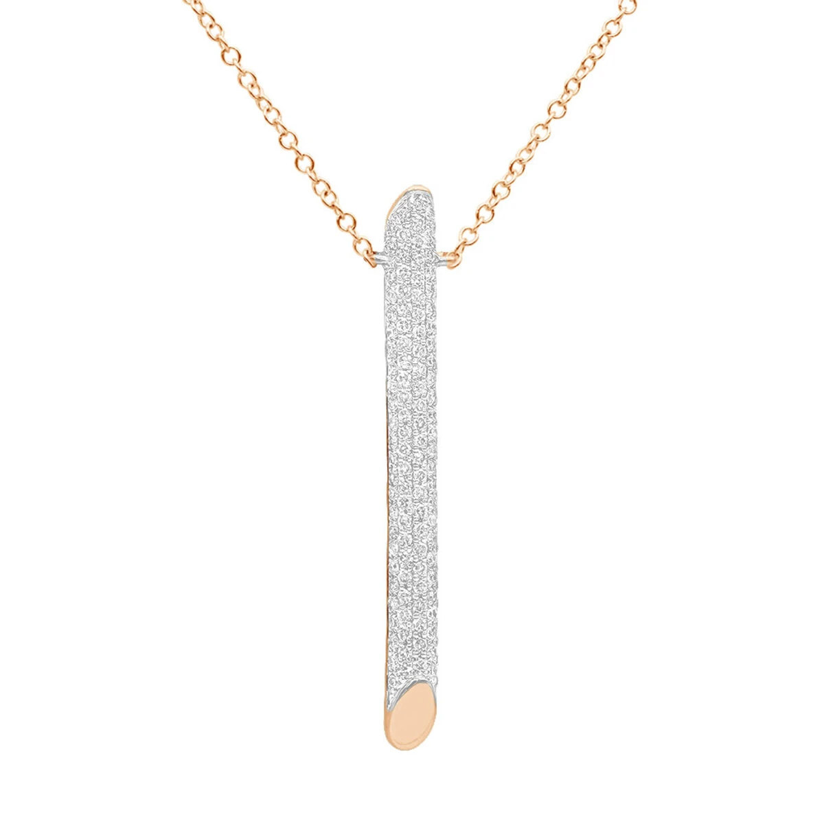 14K Yellow Gold Designer Vertical Diamond Bar Necklace Ladies Pendant With Chain 0.5ct 5 14K Yellow Gold Designer Vertical Diamond Bar Necklace Ladies Pendant With Chain 0.5ct - Image 3