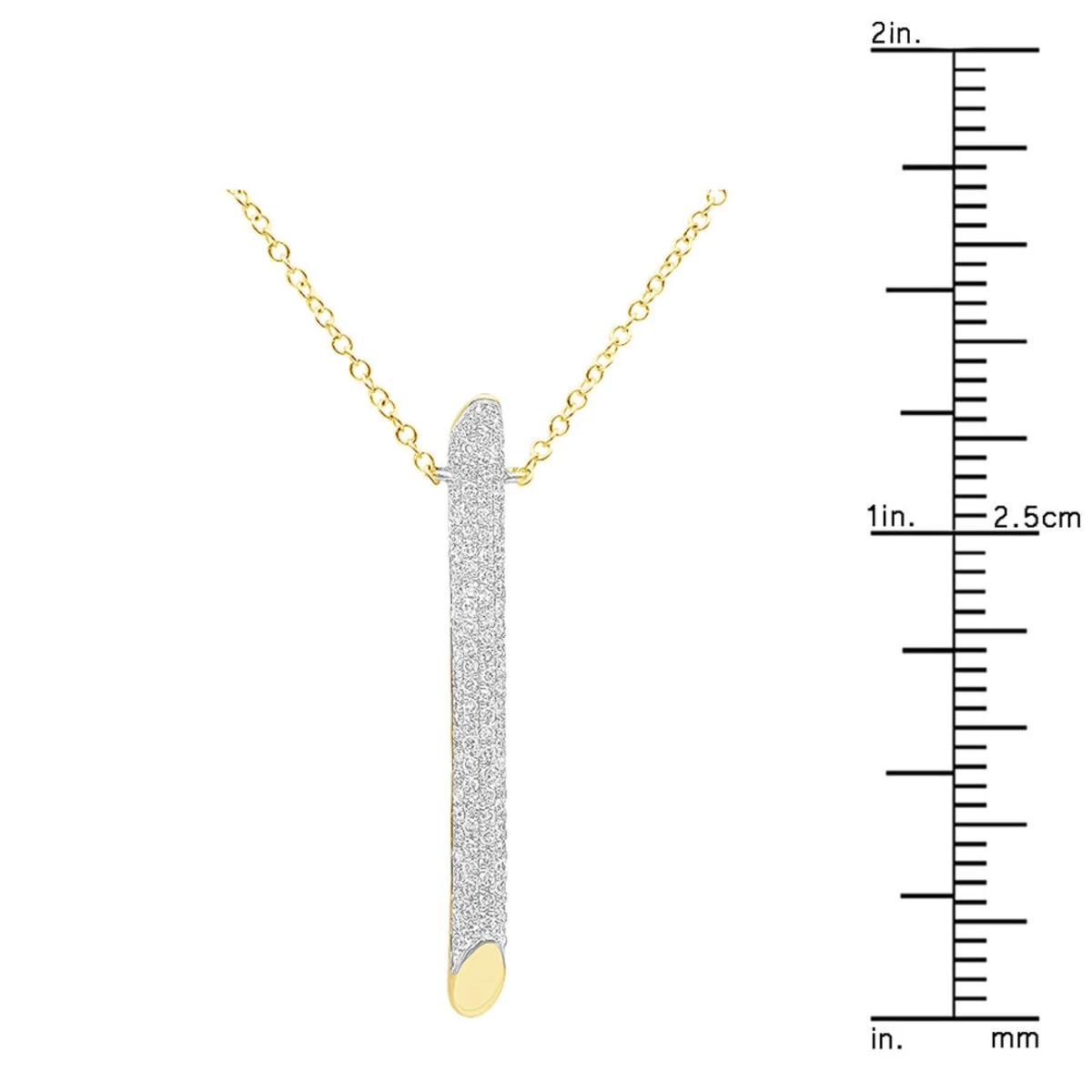 14K Yellow Gold Designer Vertical Diamond Bar Necklace Ladies Pendant With Chain 0.5ct 7 14K Yellow Gold Designer Vertical Diamond Bar Necklace Ladies Pendant With Chain 0.5ct - Image 5