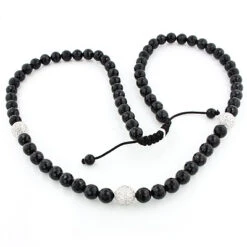 14K White Gold Diamond Bead Necklace 2.25ct Shangri-La