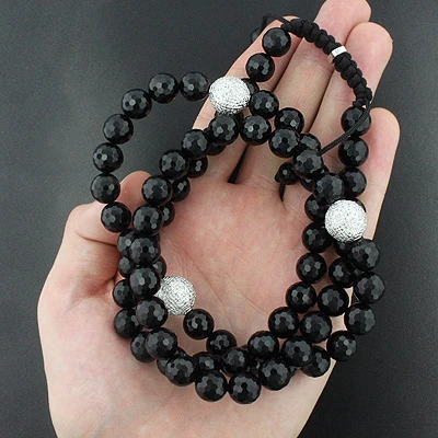 14K White Gold Diamond Bead Necklace 2.25ct Shangri-La 4 14K White Gold Diamond Bead Necklace 2.25ct Shangri-La - Image 2