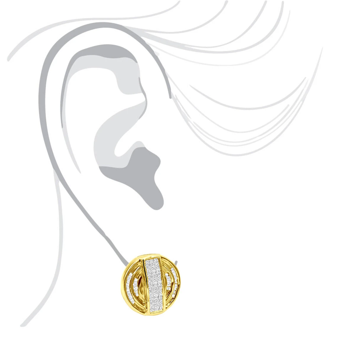 14K Yellow Gold Diamond Circle Earrings 1.27ct 6 14K Yellow Gold Diamond Circle Earrings 1.27ct - Image 4