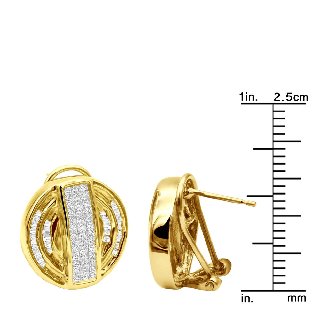 14K Yellow Gold Diamond Circle Earrings 1.27ct 7 14K Yellow Gold Diamond Circle Earrings 1.27ct - Image 5