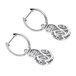 14K White Gold Diamond Circle Earrings 1.95ct -Invicta Jewelry Store 14k gold diamond circle earrings 195ct backwh