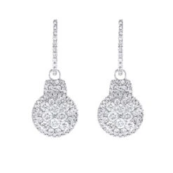 14K White Gold Diamond Circle Earrings 1.95ct