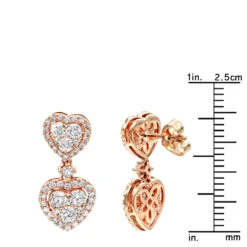 14K Rose Gold Diamond Double Heart Drop Earrings For Women 1.7ct By Luxurman 13 14K Rose Gold Diamond Double Heart Drop Earrings For Women 1.7ct By Luxurman -Invicta Jewelry Store 14k gold diamond double heart drop earrings for women 17ct by luxurman rulerro
