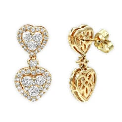14K Rose Gold Diamond Double Heart Drop Earrings For Women 1.7ct By Luxurman 10 14K Rose Gold Diamond Double Heart Drop Earrings For Women 1.7ct By Luxurman -Invicta Jewelry Store 14k gold diamond double heart drop earrings for women 17ct by luxurman ye