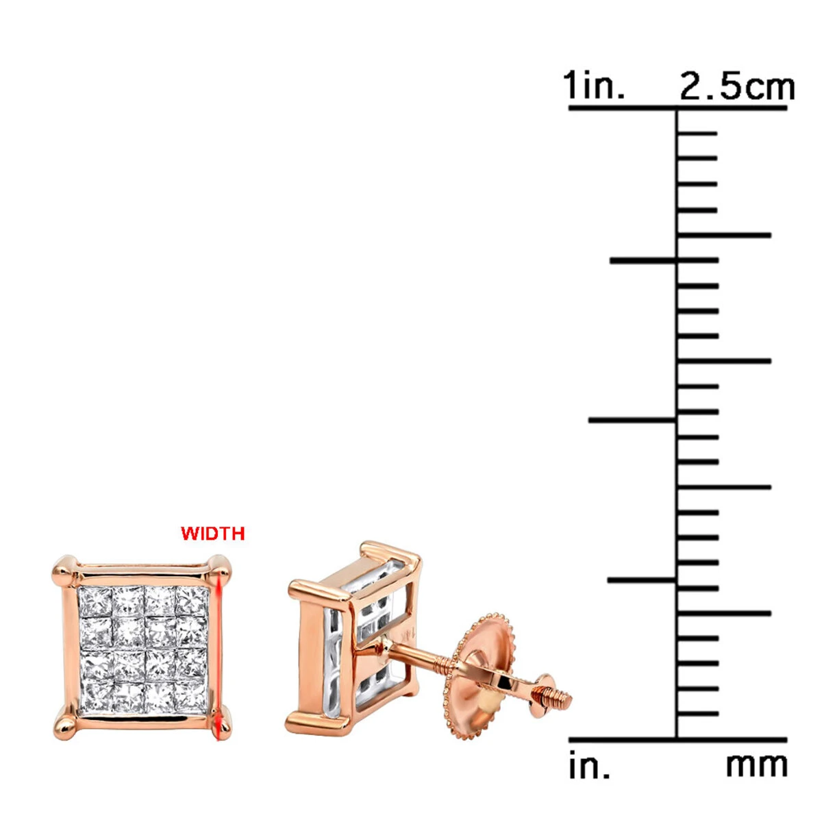 14K Yellow Gold Diamond Earrings Princess Cut Diamonds 0.65ct 14 14K Yellow Gold Diamond Earrings Princess Cut Diamonds 0.65ct - Image 12
