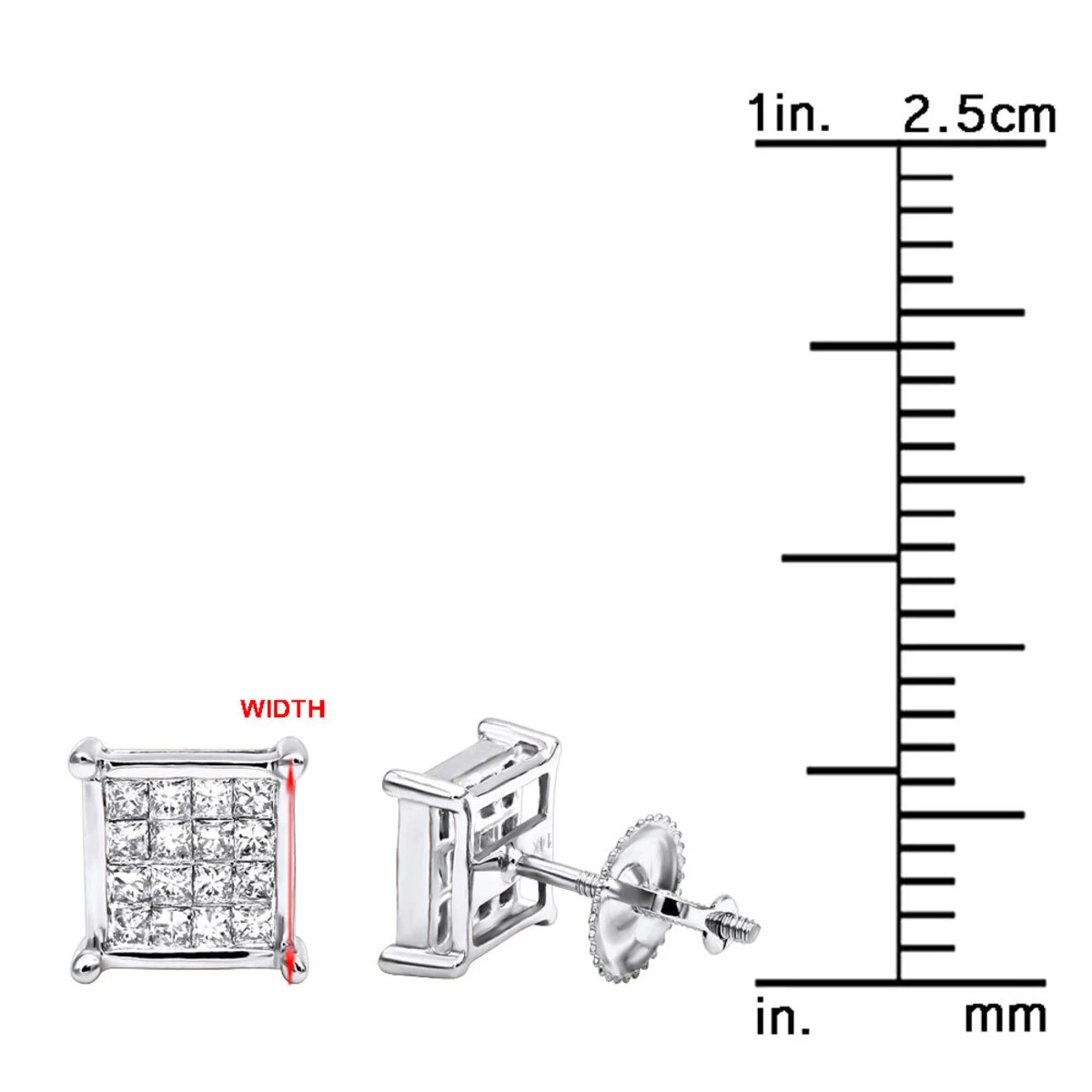 14K Yellow Gold Diamond Earrings Princess Cut Diamonds 0.65ct 12 14K Yellow Gold Diamond Earrings Princess Cut Diamonds 0.65ct - Image 10