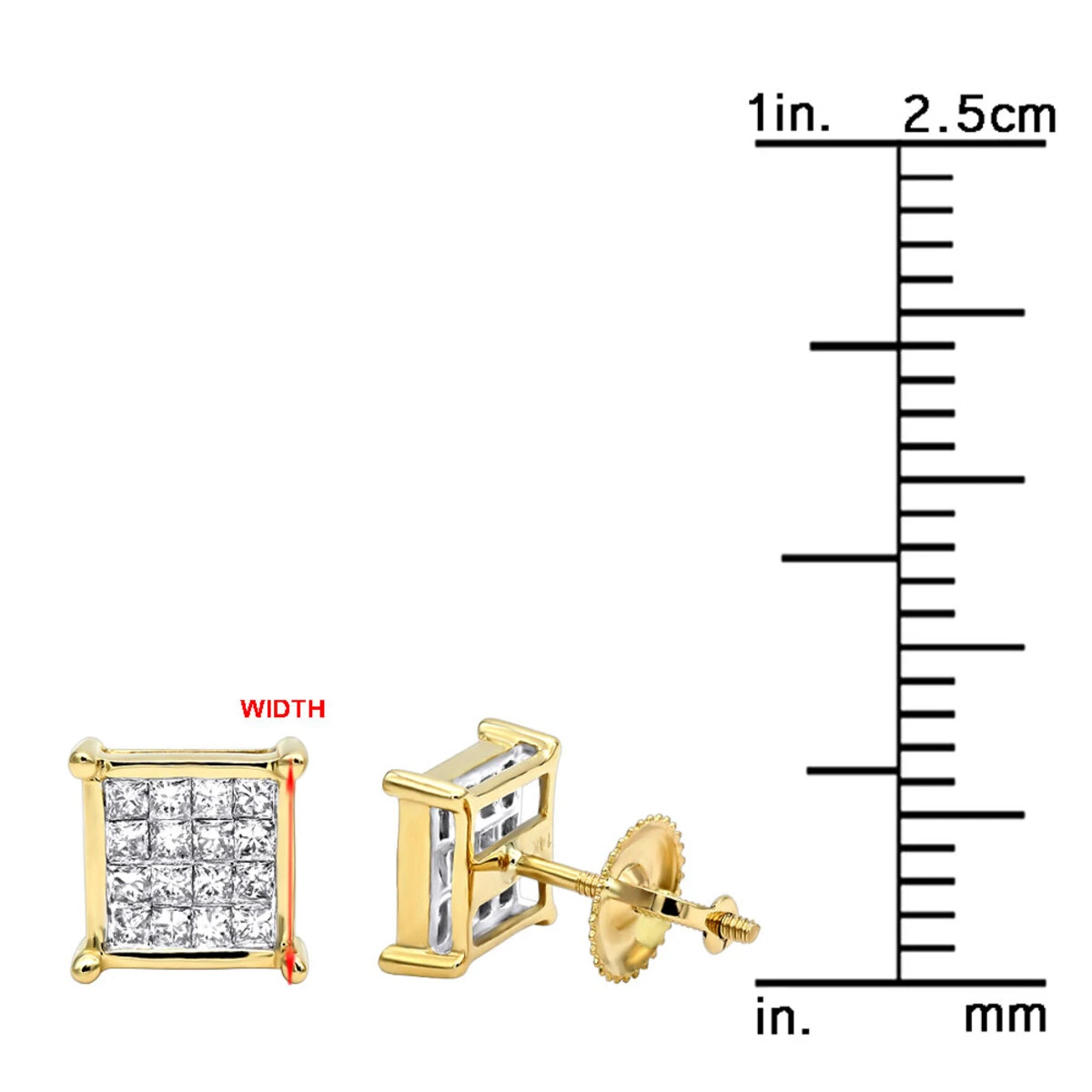 14K Yellow Gold Diamond Earrings Princess Cut Diamonds 0.65ct 13 14K Yellow Gold Diamond Earrings Princess Cut Diamonds 0.65ct - Image 11