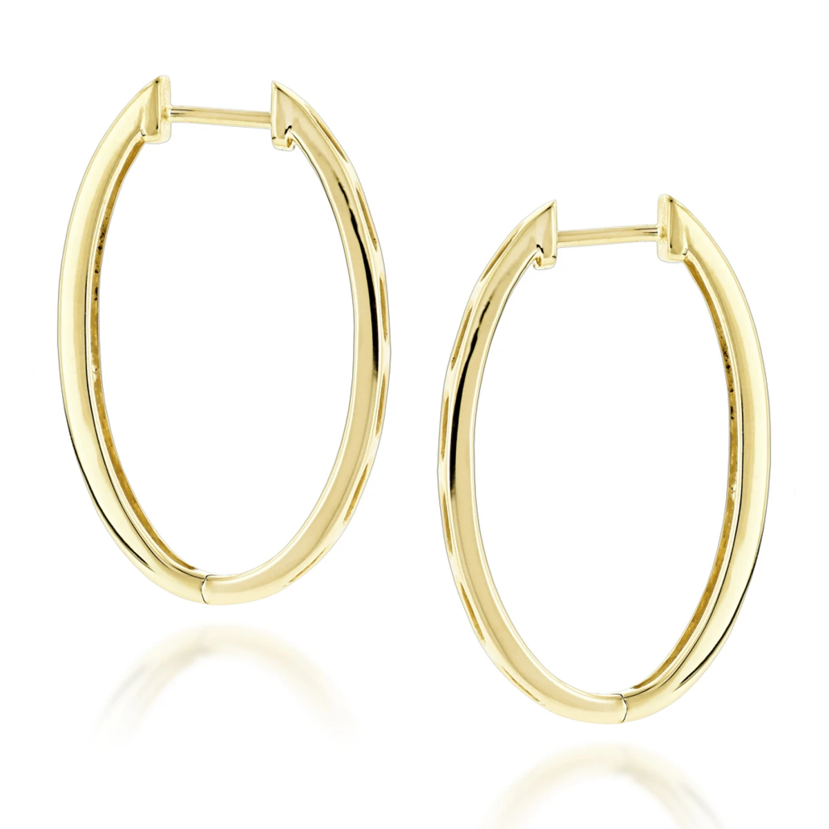 14K White Gold Oval Diamond Hoop Earrings For Women 0.71ct 6 14K White Gold Oval Diamond Hoop Earrings For Women 0.71ct - Image 4