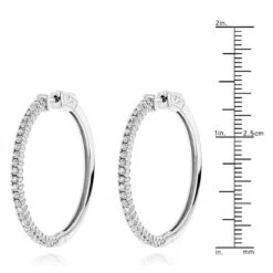 14K White Gold Diamond Hoop Earrings 1.2ct 12 14K White Gold Diamond Hoop Earrings 1.2ct -Invicta Jewelry Store 14k gold diamond hoop earrings 126ct p 40994 rulerwh