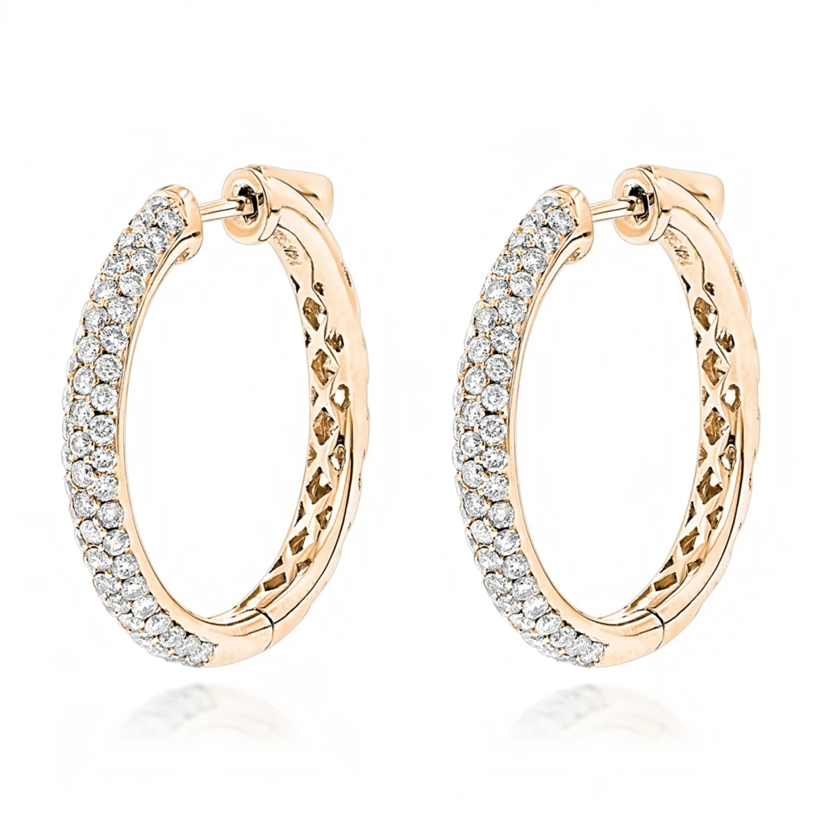 14K White Gold Diamond Hoop Earrings 1.75ct 4 14K White Gold Diamond Hoop Earrings 1.75ct - Image 2