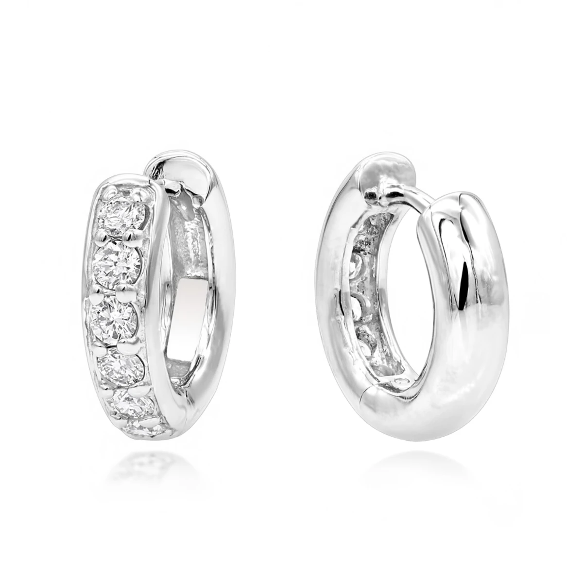 14K White Gold Diamond Huggie Earrings Hoops 1/2ct 3 14K White Gold Diamond Huggie Earrings Hoops 1/2ct