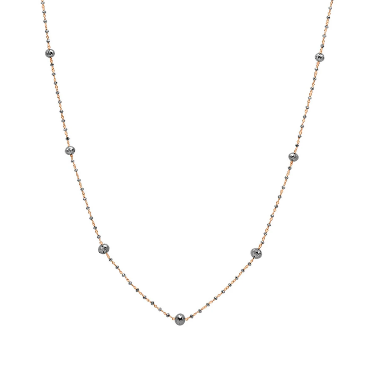 14K White Gold Faceted Black Diamond Bead Necklace Chain 25.25ct 5 14K White Gold Faceted Black Diamond Bead Necklace Chain 25.25ct - Image 3