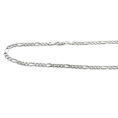14K White Gold Figaro Chain 4mm, 20in - 40in 3 14K White Gold Figaro Chain 4mm, 20in - 40in