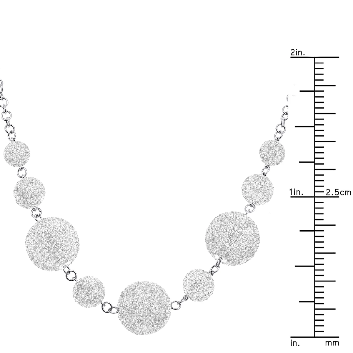 14K White Gold Graduated Diamond Ball Necklace For Women 25 Carats 7 14K White Gold Graduated Diamond Ball Necklace For Women 25 Carats - Image 5