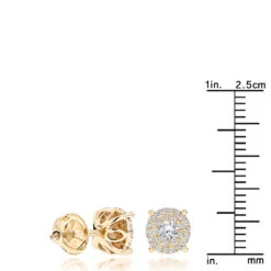14K Yellow Gold Halo Round Stud Diamond Earrings 0.6ct Clusters 13 14K Yellow Gold Halo Round Stud Diamond Earrings 0.6ct Clusters -Invicta Jewelry Store 14k gold halo round stud diamond earrings 065ct rulerye