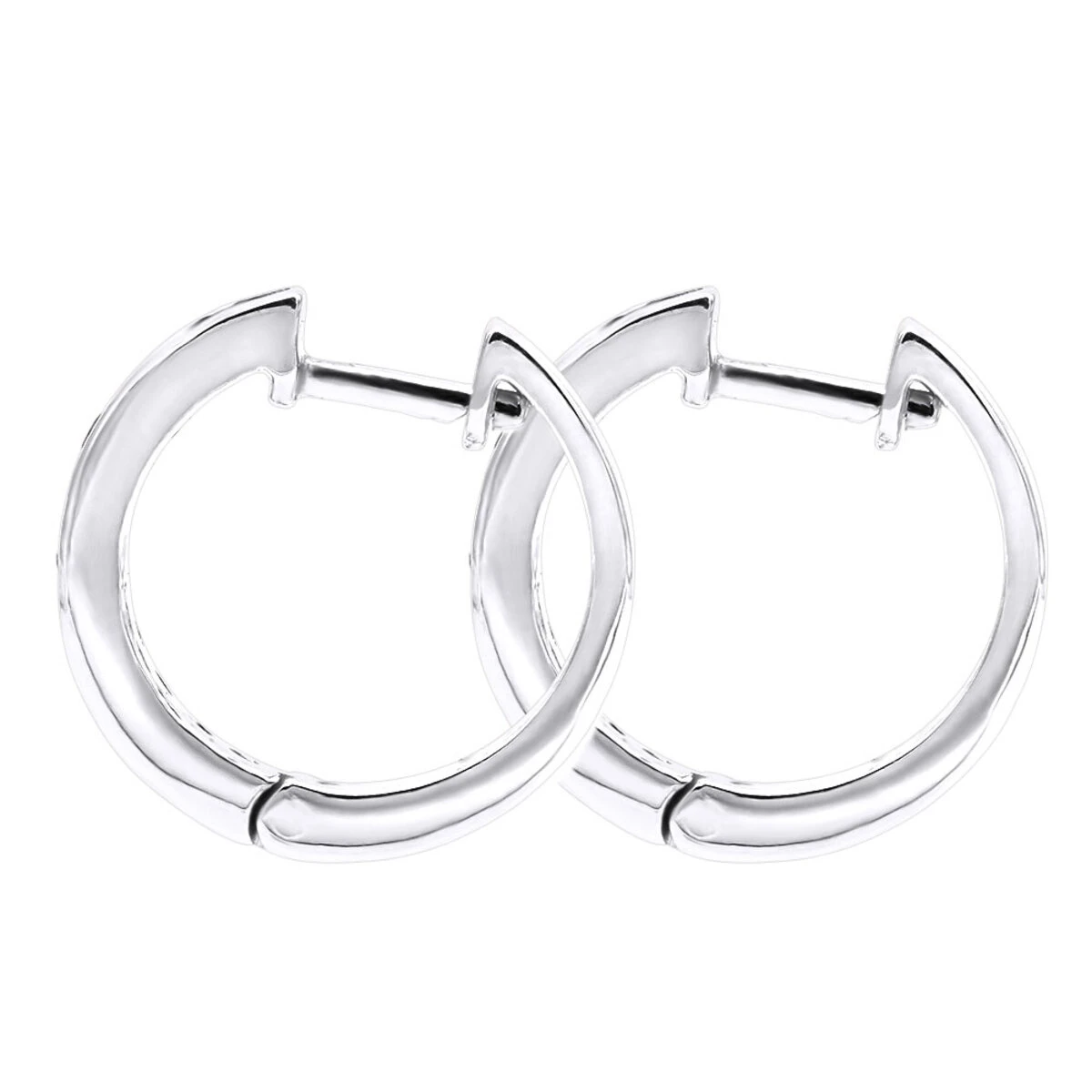 14K White Gold Hoop Huggie Black 0.6 Carat Diamond Earrings For Women 6 14K White Gold Hoop Huggie Black 0.6 Carat Diamond Earrings For Women - Image 4