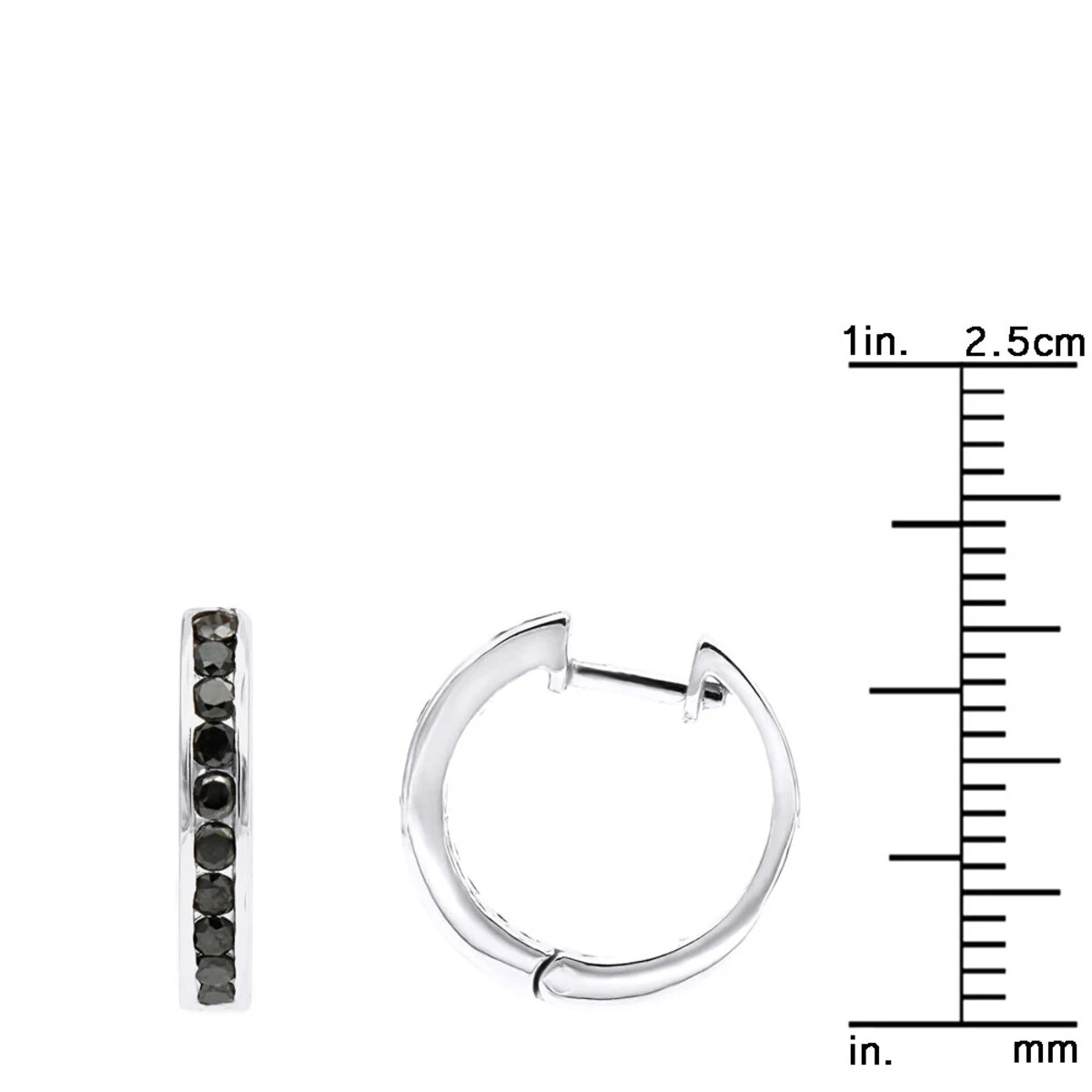 14K White Gold Hoop Huggie Black 0.6 Carat Diamond Earrings For Women 10 14K White Gold Hoop Huggie Black 0.6 Carat Diamond Earrings For Women - Image 8