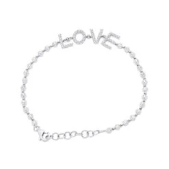 14K Yellow Gold Inline Diamond Tennis Bracelet For Women With LOVE Round Diamonds 0.8ct 8 14K Yellow Gold Inline Diamond Tennis Bracelet For Women With LOVE Round Diamonds 0.8ct -Invicta Jewelry Store 14k gold inline diamond tennis bracelet for women with love round diamonds 08ct 803220 wh