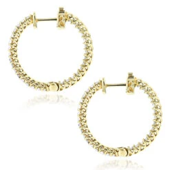 14K Yellow Gold Inside Out Diamond Hoop Earrings 1.85ct 11 14K Yellow Gold Inside Out Diamond Hoop Earrings 1.85ct -Invicta Jewelry Store 14k gold inside out diamond hoop earrings 185ct p 6267 backye