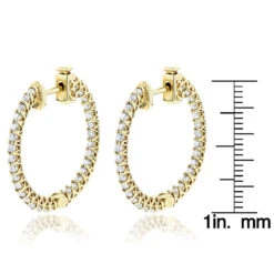 14K Yellow Gold Inside Out Diamond Hoop Earrings 1.85ct 13 14K Yellow Gold Inside Out Diamond Hoop Earrings 1.85ct -Invicta Jewelry Store 14k gold inside out diamond hoop earrings 185ct p 6267 rulerye