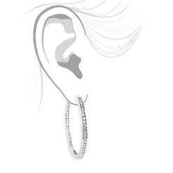 14K White Gold Inside Out Diamond Hoop Earrings 4.6ct -Invicta Jewelry Store 14k gold inside out diamond hoop earrings 36ct 4