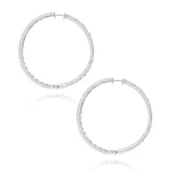 14K White Gold Inside Out Diamond Hoop Earrings 5.40ct -Invicta Jewelry Store 14k gold inside out diamond hoop earrings 540ct p 6198 backwh