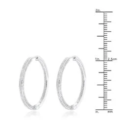 14K White Gold Inside Out Diamond Hoop Earrings For Women 1 Carat By Luxurman -Invicta Jewelry Store 14k gold inside out diamond hoop earrings for women 1 carat by luxurman rulerwh