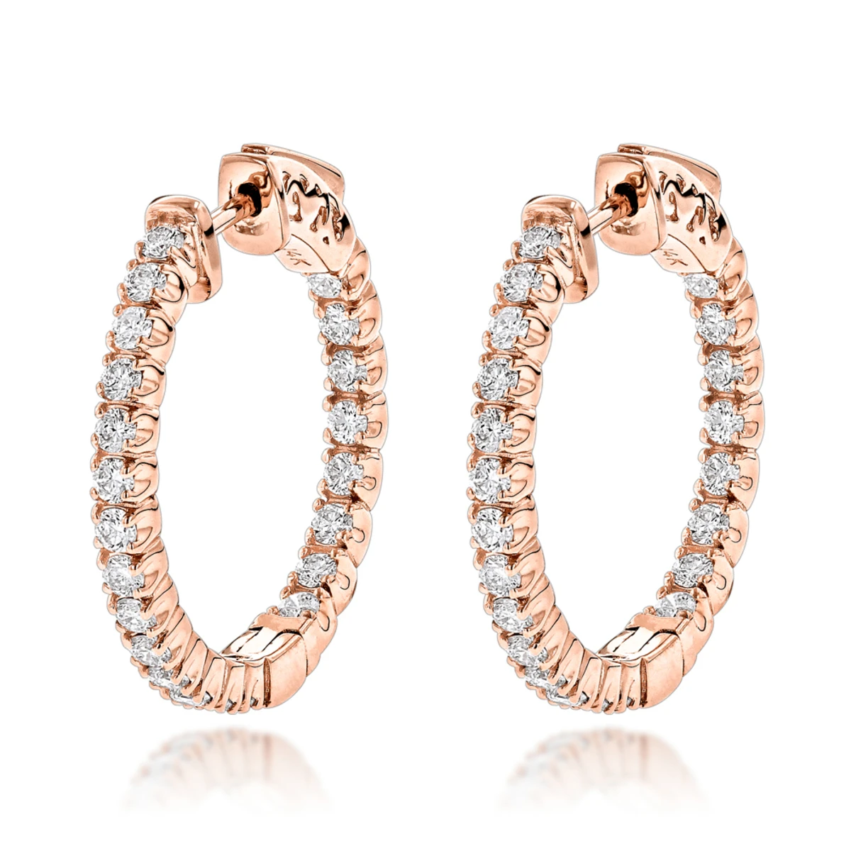 14K Yellow Gold Inside Out Diamond Hoop Earrings For Women 1.3ct 3/4in By Luxurman 5 14K Yellow Gold Inside Out Diamond Hoop Earrings For Women 1.3ct 3/4in By Luxurman - Image 3