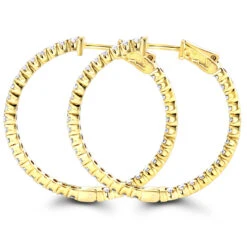 14K Yellow Gold Inside Out Diamond Hoop Earrings For Women By Luxurman 2.1ct 11 14K Yellow Gold Inside Out Diamond Hoop Earrings For Women By Luxurman 2.1ct -Invicta Jewelry Store 14k gold inside out diamond hoop earrings for women by luxurman 21ct backye