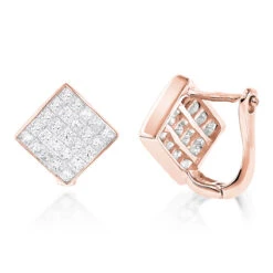 14K Yellow Gold Invisible Princess Cut Diamond Earrings 1.45ct -Invicta Jewelry Store 14k gold invisible princess cut diamond earrings 145ct ro