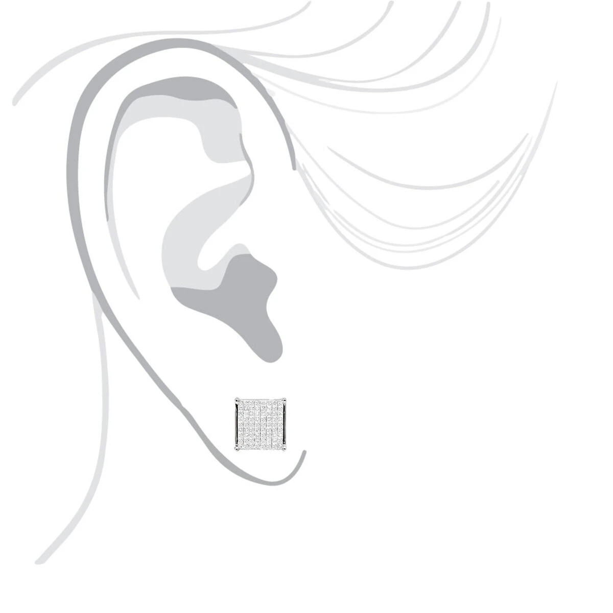 14K Yellow Gold Invisible Princess Cut Diamond Earrings 1.5ct 6 14K Yellow Gold Invisible Princess Cut Diamond Earrings 1.5ct - Image 4