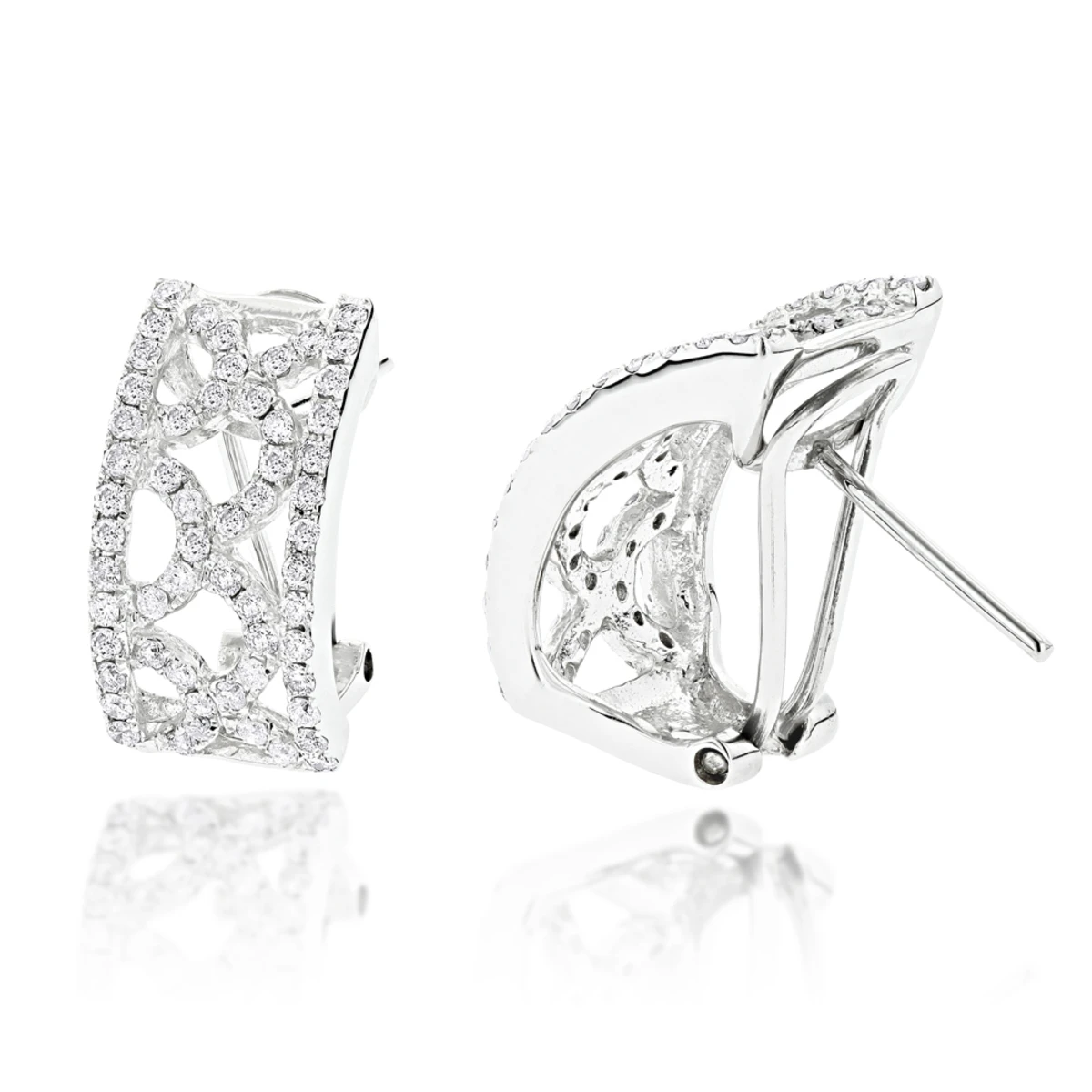 14K White Gold Ladies Diamond Earrings 1.76ct 3 14K White Gold Ladies Diamond Earrings 1.76ct
