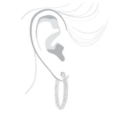 Large 5 Carat 1.5in Ladies Inside Out Diamond Hoop Earrings 14K Yellow Gold -Invicta Jewelry Store 14k gold ladies inside out diamond hoop earrings 5ct 15in 3