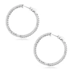 Large 5 Carat 1.5in Ladies Inside Out Diamond Hoop Earrings 14K Yellow Gold -Invicta Jewelry Store 14k gold ladies inside out diamond hoop earrings 5ct 15in backwh