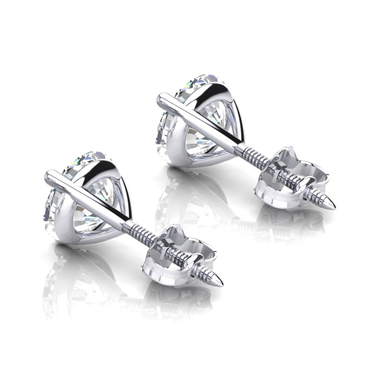 14K White Gold Martini Setting Diamond Stud Earrings 6 14K White Gold Martini Setting Diamond Stud Earrings - Image 4