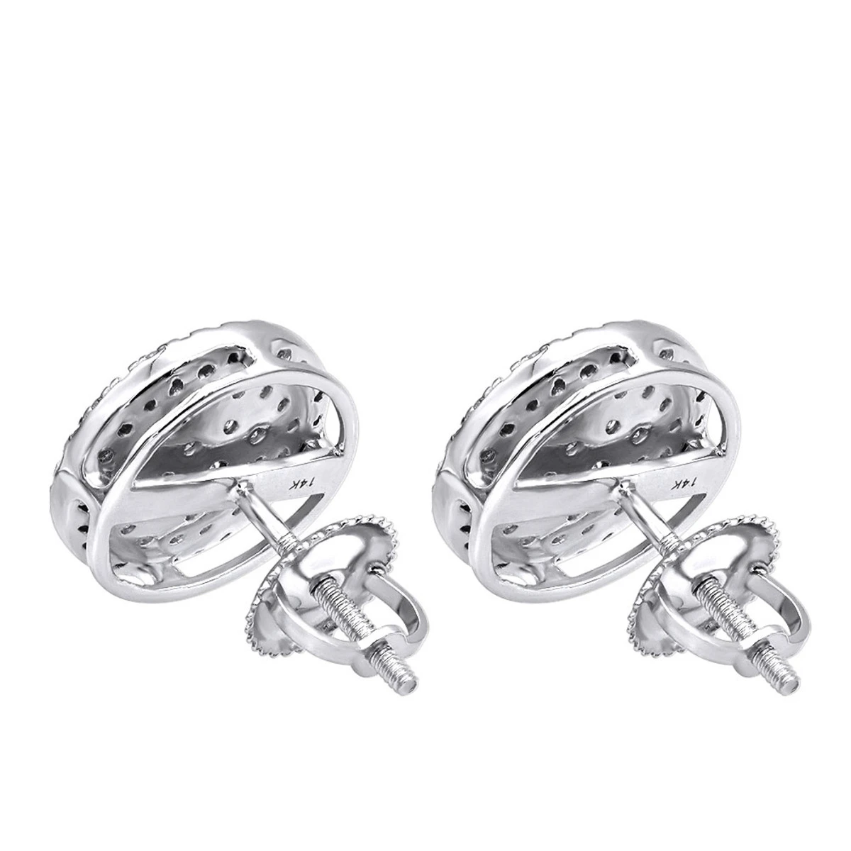 14K White Gold Pave Diamond Earrings For Men & Women 3/4ct Studs Real Diamonds 6 14K White Gold Pave Diamond Earrings For Men & Women 3/4ct Studs Real Diamonds - Image 4