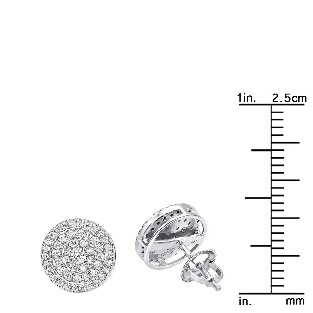 14K White Gold Pave Diamond Earrings For Men & Women 3/4ct Studs Real Diamonds 8 14K White Gold Pave Diamond Earrings For Men & Women 3/4ct Studs Real Diamonds - Image 6