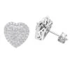 14K White Gold Pave Diamond Heart Earrings For Women 1 Carat Diamond Studs 2 14K White Gold Pave Diamond Heart Earrings For Women 1 Carat Diamond Studs -Invicta Jewelry Store 14k gold pave diamond heart earrings for women 1 carat diamond studs mainwh