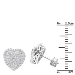 14K White Gold Pave Diamond Heart Earrings For Women 1 Carat Diamond Studs 13 14K White Gold Pave Diamond Heart Earrings For Women 1 Carat Diamond Studs -Invicta Jewelry Store 14k gold pave diamond heart earrings for women 1 carat diamond studs rulerwh