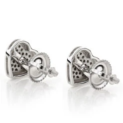 14K White Gold Pave Heart Diamond Stud Earrings 0.33ct 10 14K White Gold Pave Heart Diamond Stud Earrings 0.33ct -Invicta Jewelry Store 14k gold pave heart diamond stud earrings 033ct p 5810 backwh