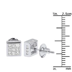 14K White Gold Princess Cut Diamond Stud Earrings For Men & Women 1 Carat 17 14K White Gold Princess Cut Diamond Stud Earrings For Men & Women 1 Carat -Invicta Jewelry Store 14k gold princess cut diamond stud earrings 092ct p 5681 ruler white