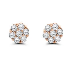 14K White Gold Prong Round Diamond Clusters Earrings 1ct Studs -Invicta Jewelry Store 14k gold prong round diamond clusters earrings 100ct p 5812 ro