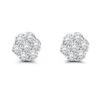 14K White Gold Prong Round Diamond Clusters Earrings 1ct Studs