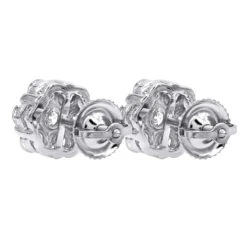 14K White Gold Prong Round Diamond Clusters Earrings 1.2ct Studs -Invicta Jewelry Store 14k gold prong round diamond clusters earrings 12ct studs backwh