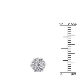 14K White Gold Prong Round Diamond Clusters Earrings 1.2ct Studs -Invicta Jewelry Store 14k gold prong round diamond clusters earrings 12ct studs rulerwh